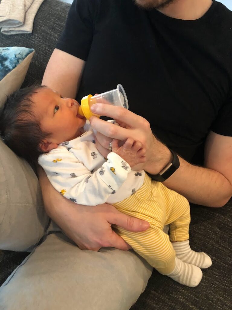 Breastfeeding at hospital plan continued at home with triple feeds